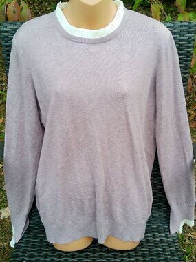 VILA MILANO SWEATER LIGHT PURPLE WITH WHITE RUFFLE GOOD CONDITION SIZE XL
